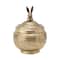 Hello Honey® 8'' Brass Finished Hammered Metal Container with Rabbit Finial